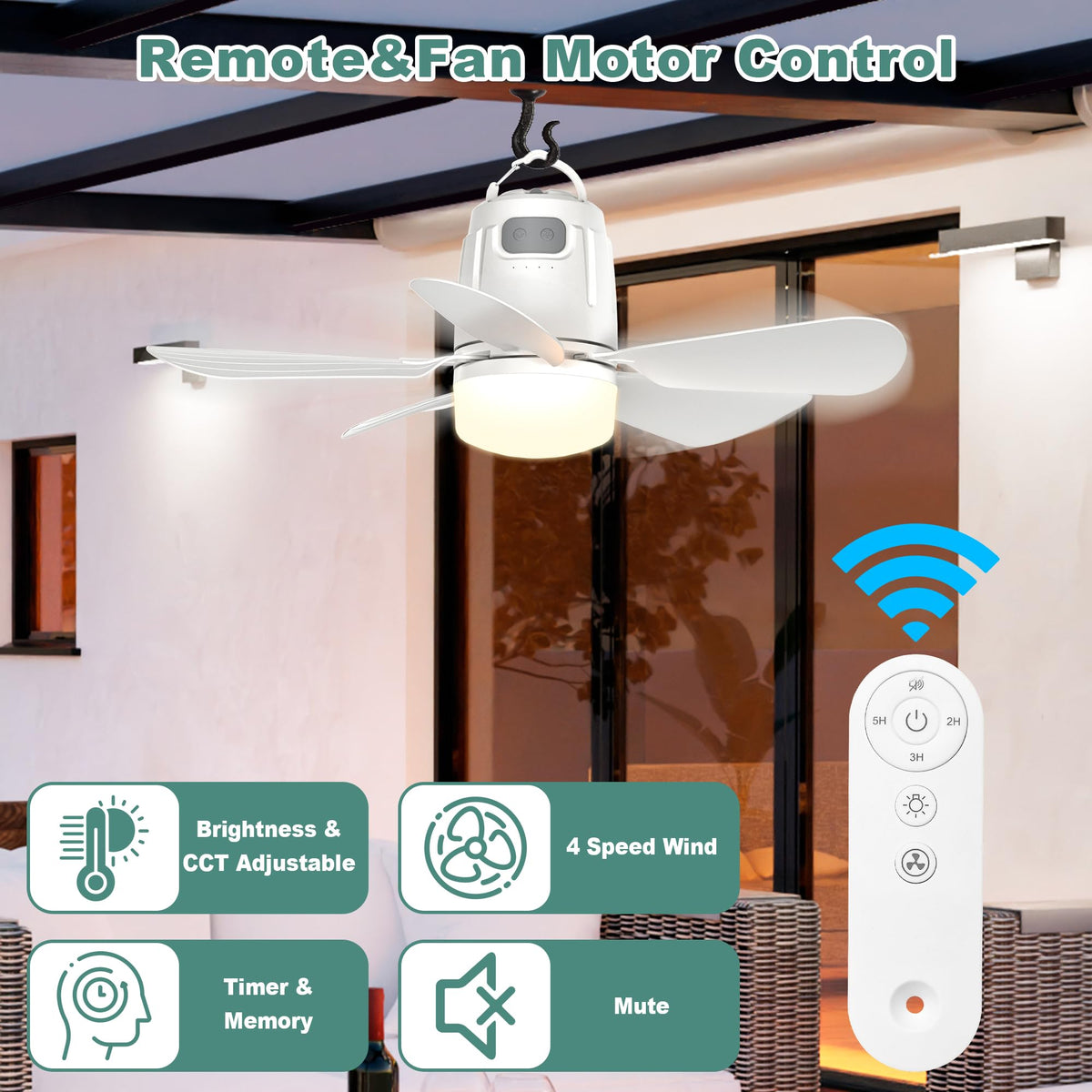 Gliztech Canopy Fan dimmable light 3000K-6500K for ambiance