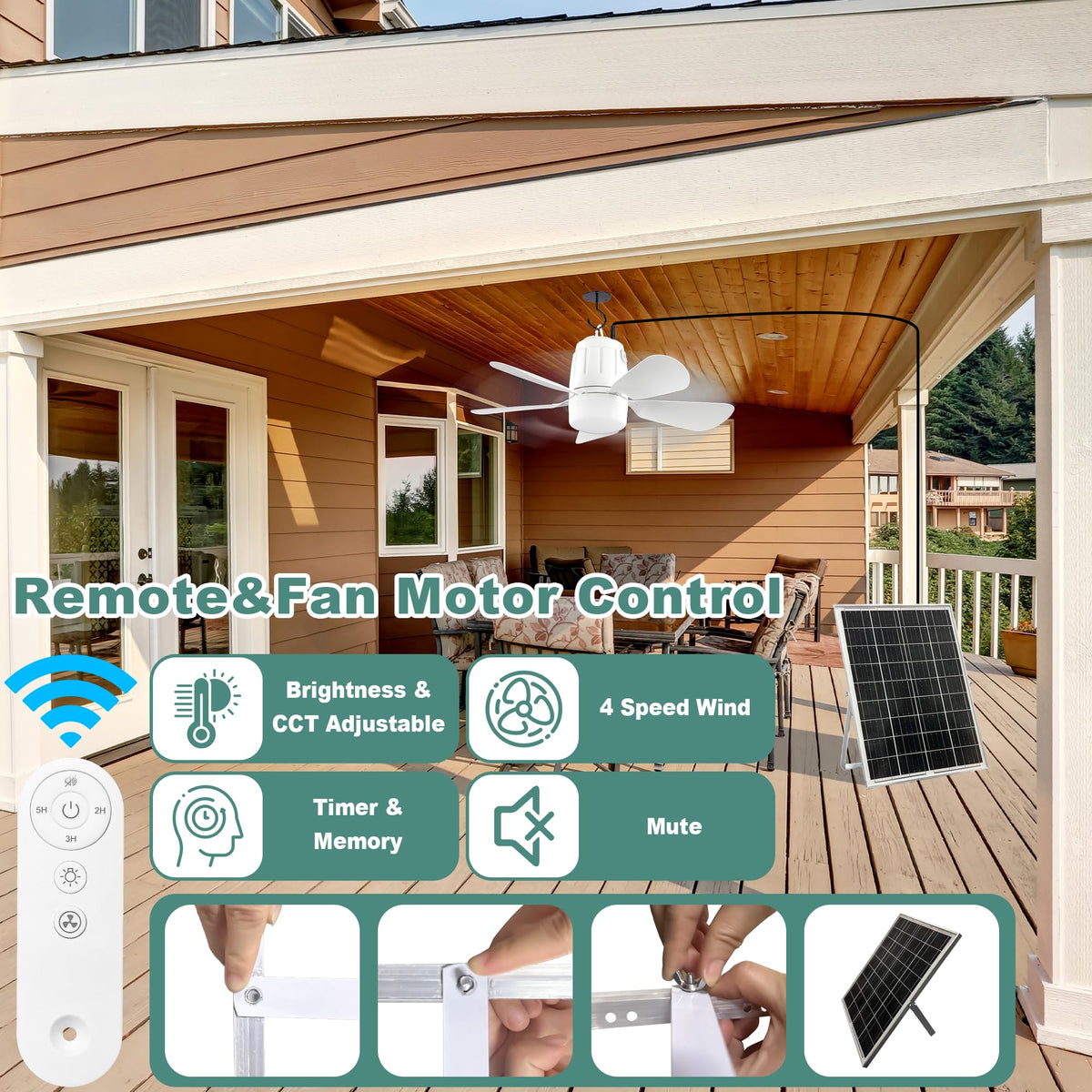 Gliztech 20000mAh battery powers fan and light for outdoor hours of use.