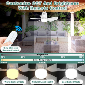 Gliztech lighting shows CCT and brightness options from warm to cool white.