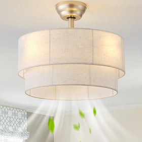 Glmthux 20-inch boho ceiling fan with light beige, for airy bedrooms.