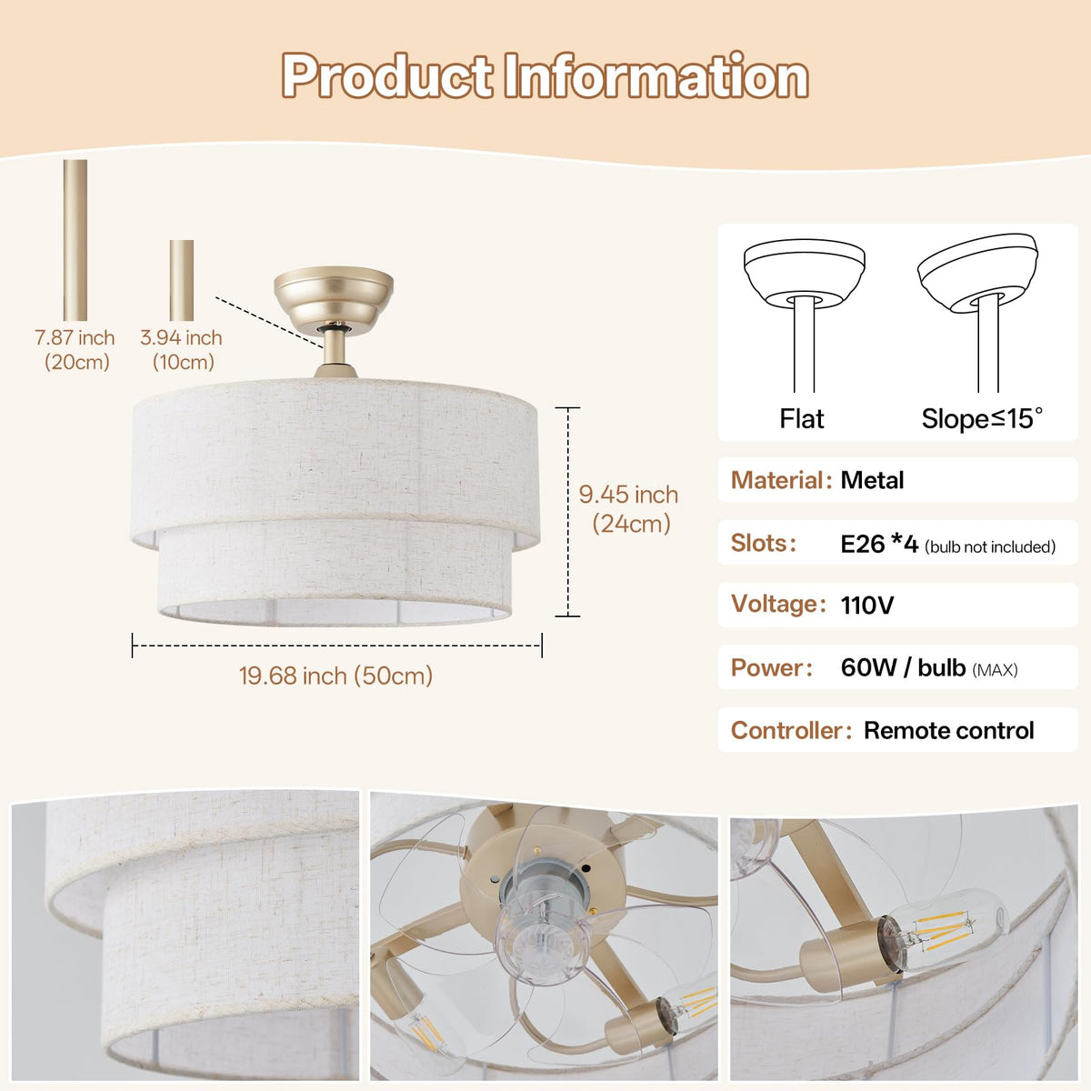 Glmthux boho fandelier ceiling fan with remote control for easy use.