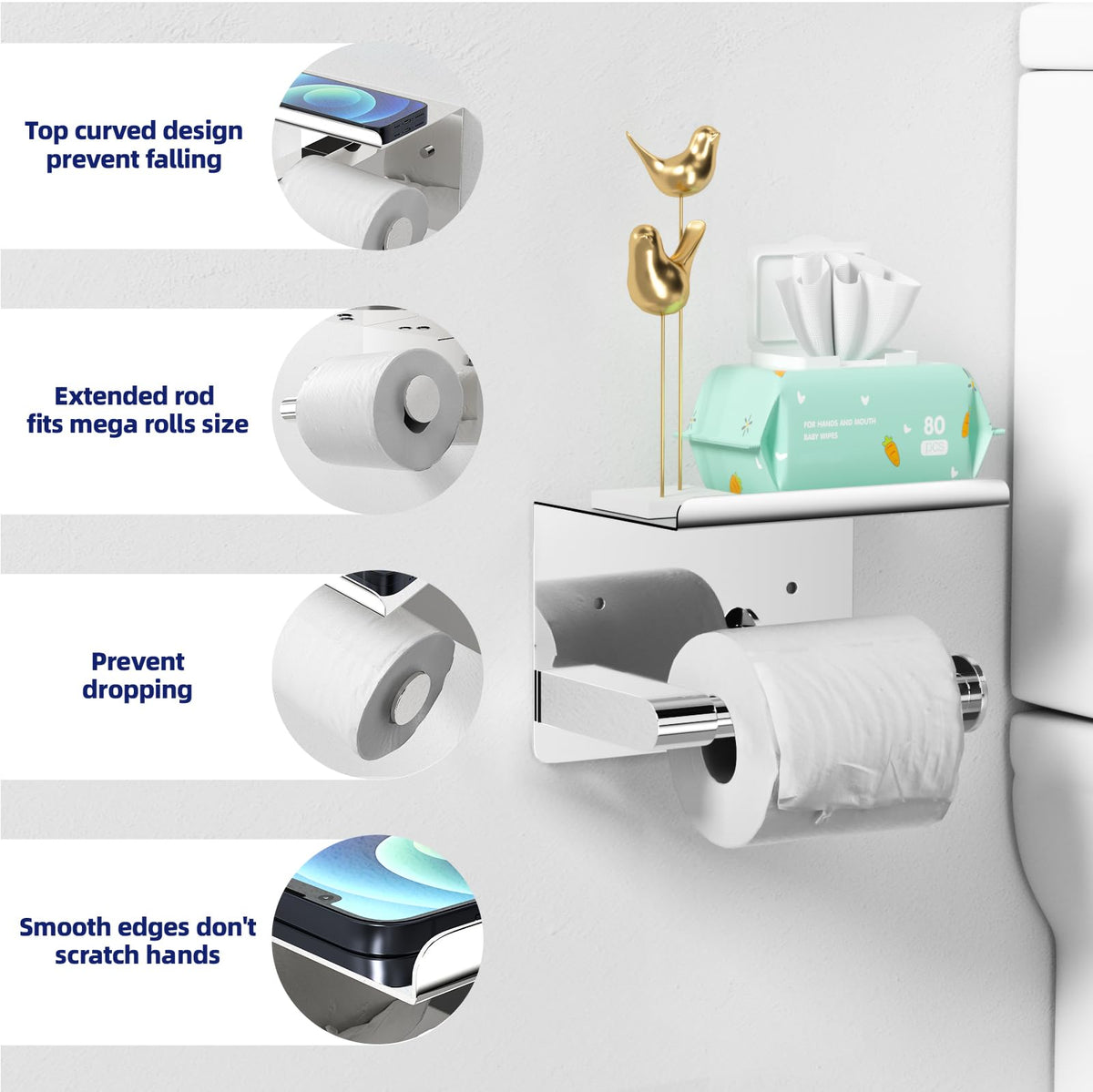 GLNLQ stainless steel construction resists rust in damp bathrooms.
