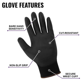 Global Glove PUG-17-L-12 polyurethane dip palm provides secure non-slip grip