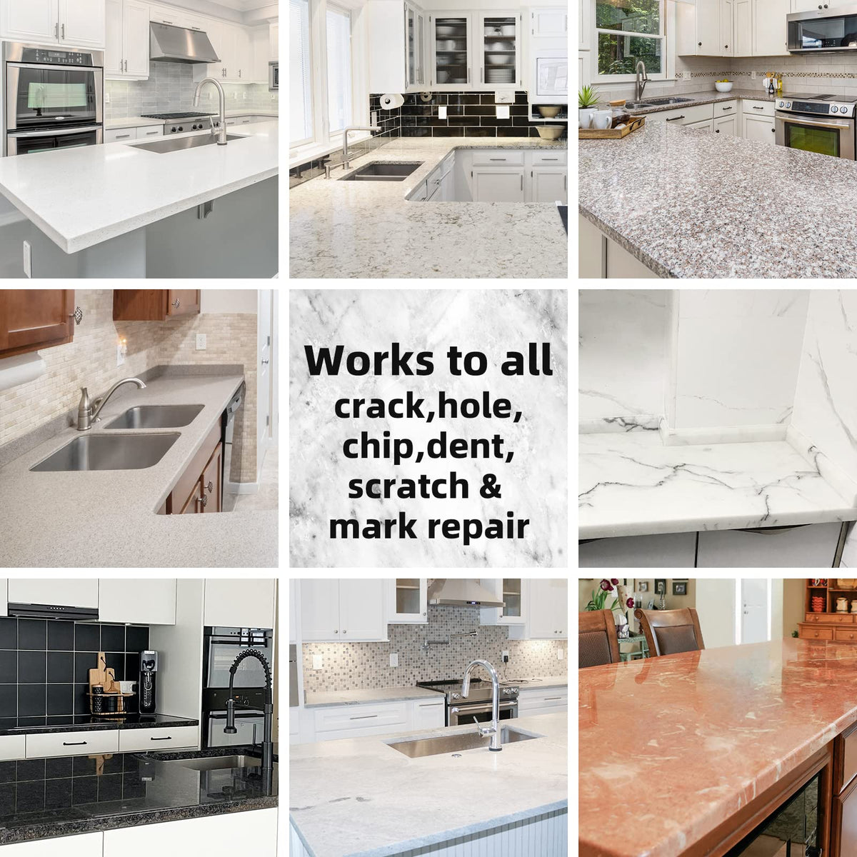 Globalcom edge chip repair on countertop corner.