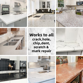 Globalcom edge chip repair on countertop corner.