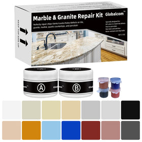 Globalcom Marble Repair Kit fixes porcelain chips for a seamless look.