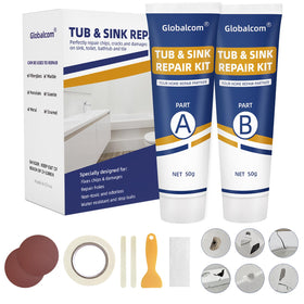 Globalcom Tub Repair Kit White package ready for quick DIY tub fixes.