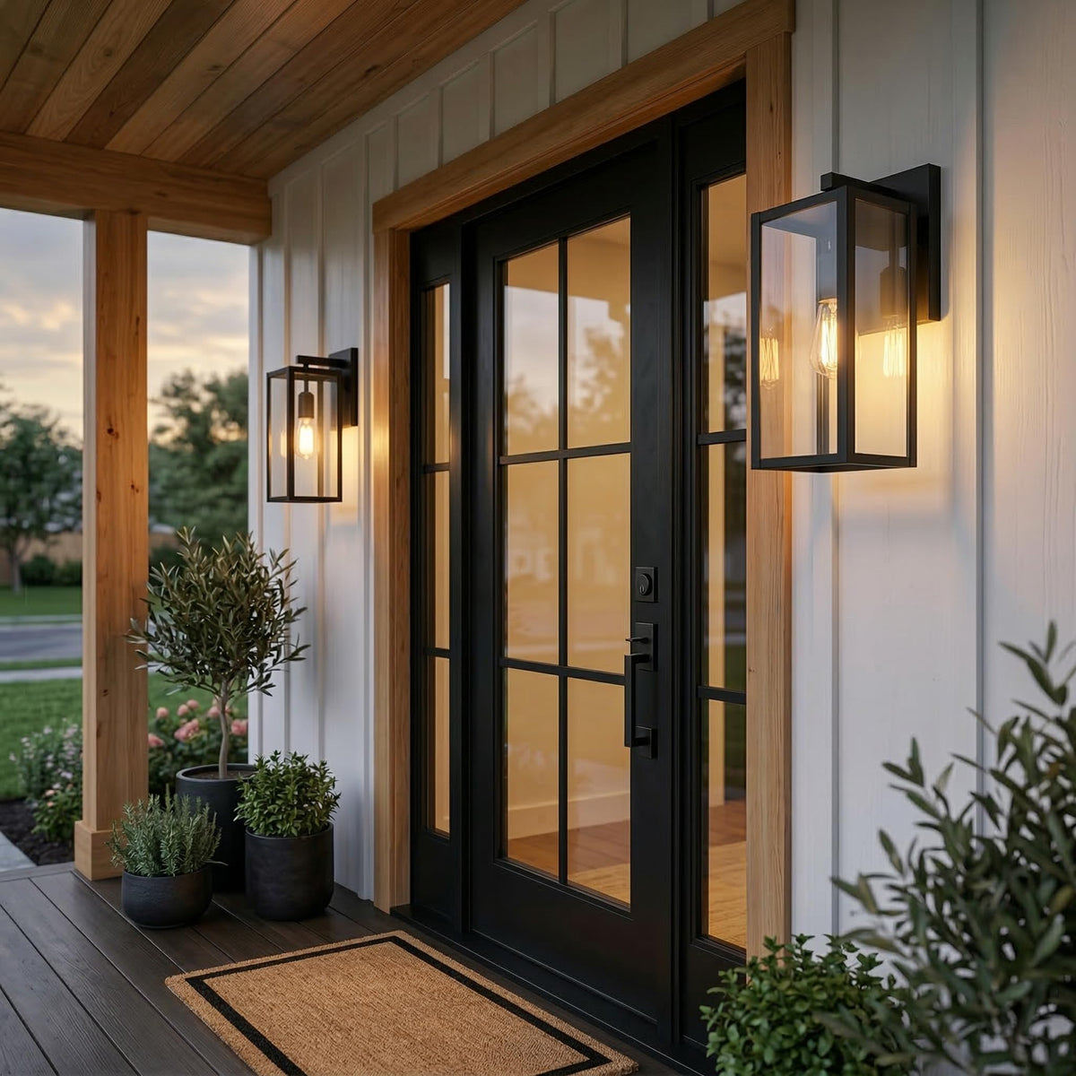 Globe Electric 44176 clear glass shade delivering bright, even porch light