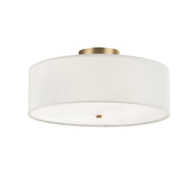 Globe Electric 2-light flush mount brass shade offers warm kitchen lighting.