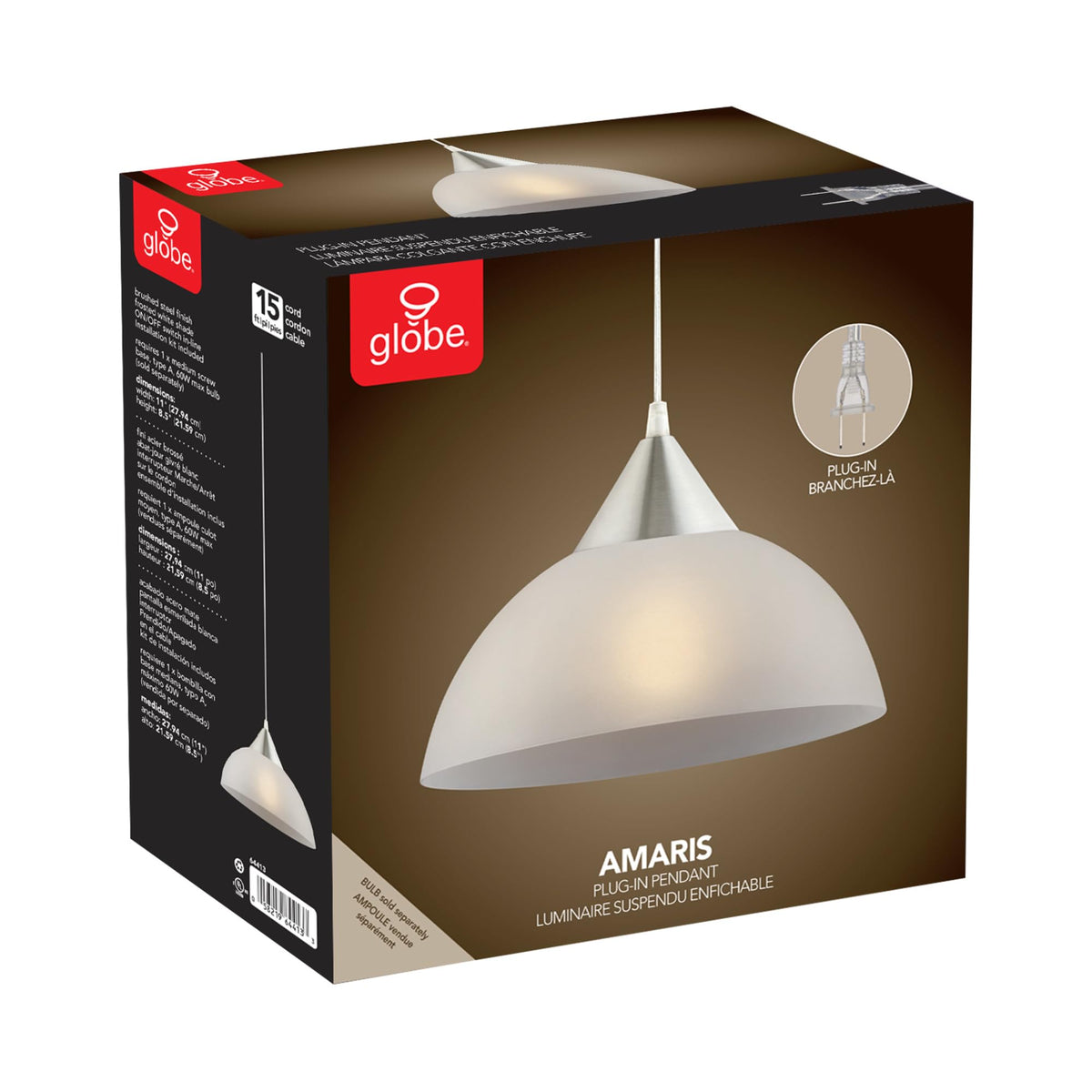 Globe Electric Amaris easy install with plug-in design