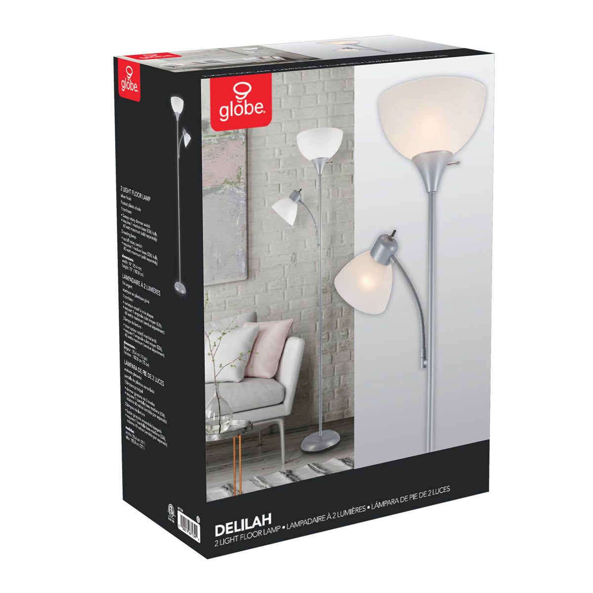 Three-step dimmer adjusts brightness with ease.