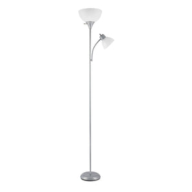 Globe Electric Delilah torchiere base in silver adds modern ambience.