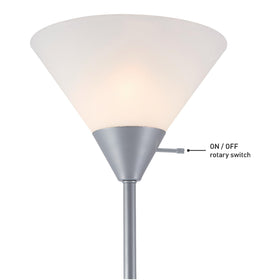 Base detail of Elliott floor lamp emphasizing sturdy 10-inch footprint