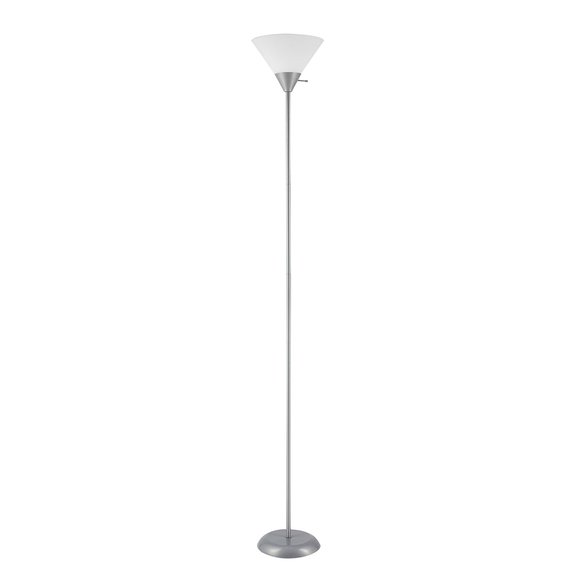 Globe Electric Elliott 72-inch floor lamp with silver base for stable placement in living rooms