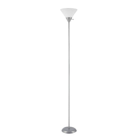 Globe Electric Elliott 72-inch floor lamp with silver base for stable placement in living rooms