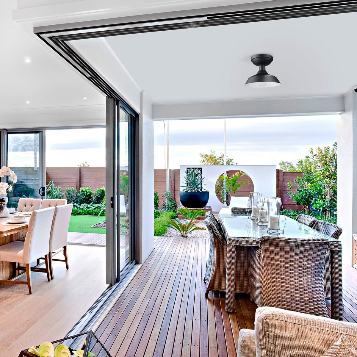 Globe Electric Kurt matte black finish suits farmhouse and contemporary exteriors