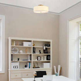 Globe Electric matte brass finish flush mount suits modern interiors.