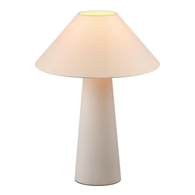 Globe Electric Novogratz 18-inch ceramic table lamp with cream finish for accent lighting.