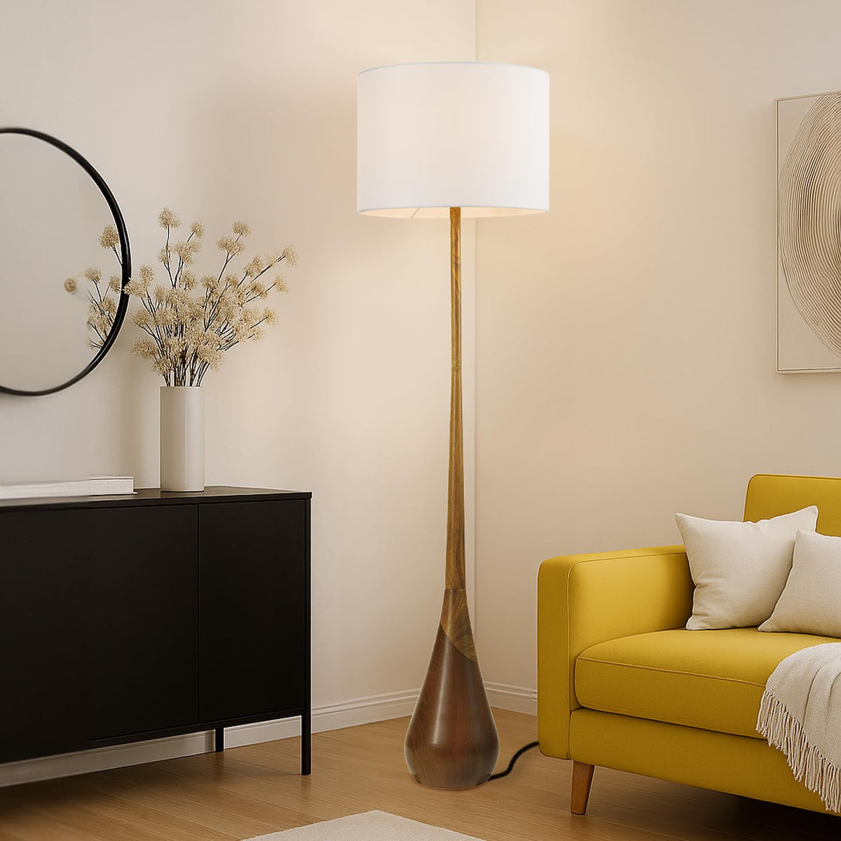 Globe Electric Harrington lamp white shade diffuses light softly
