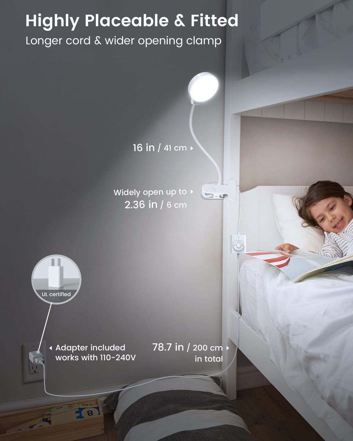 Glocusent AC adapter included ensures immediate plug-in lighting.