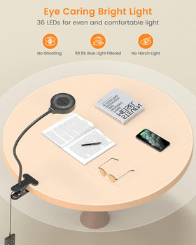 Glocusent bed-reading-light showing three color modes suitable for reading and crafting