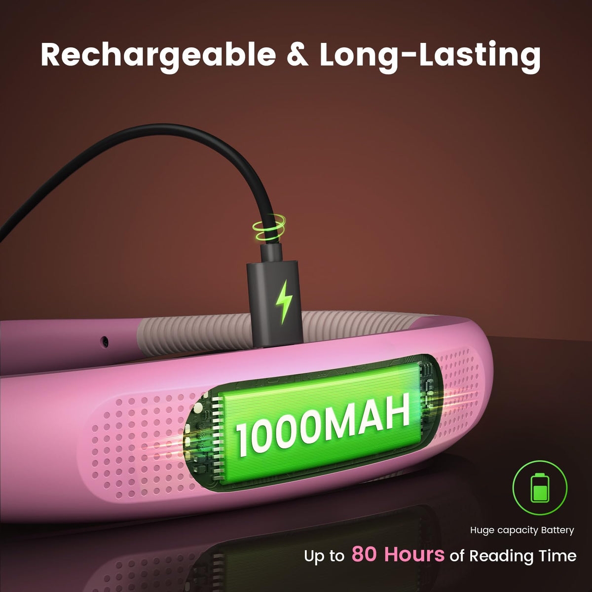 Glocusent Book Light delivers up to 80 hours of power on a single charge
