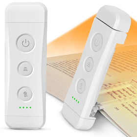 Glocusent USB clip-on light in amber mode for easy night reading.