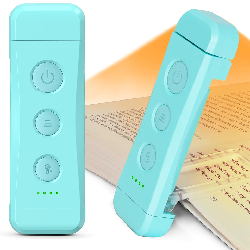 Glocusent clip-on book light in amber mode for cozy bedtime reading