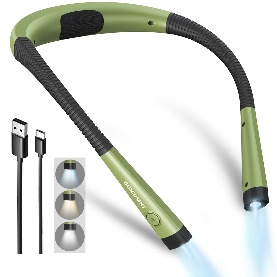 Glocusent neck light with 3 color modes and 6 brightness levels for personalized reading