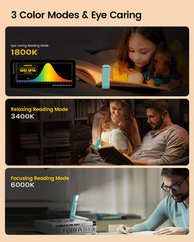 Glocusent USB-rechargeable book light with long-lasting battery for extended reading