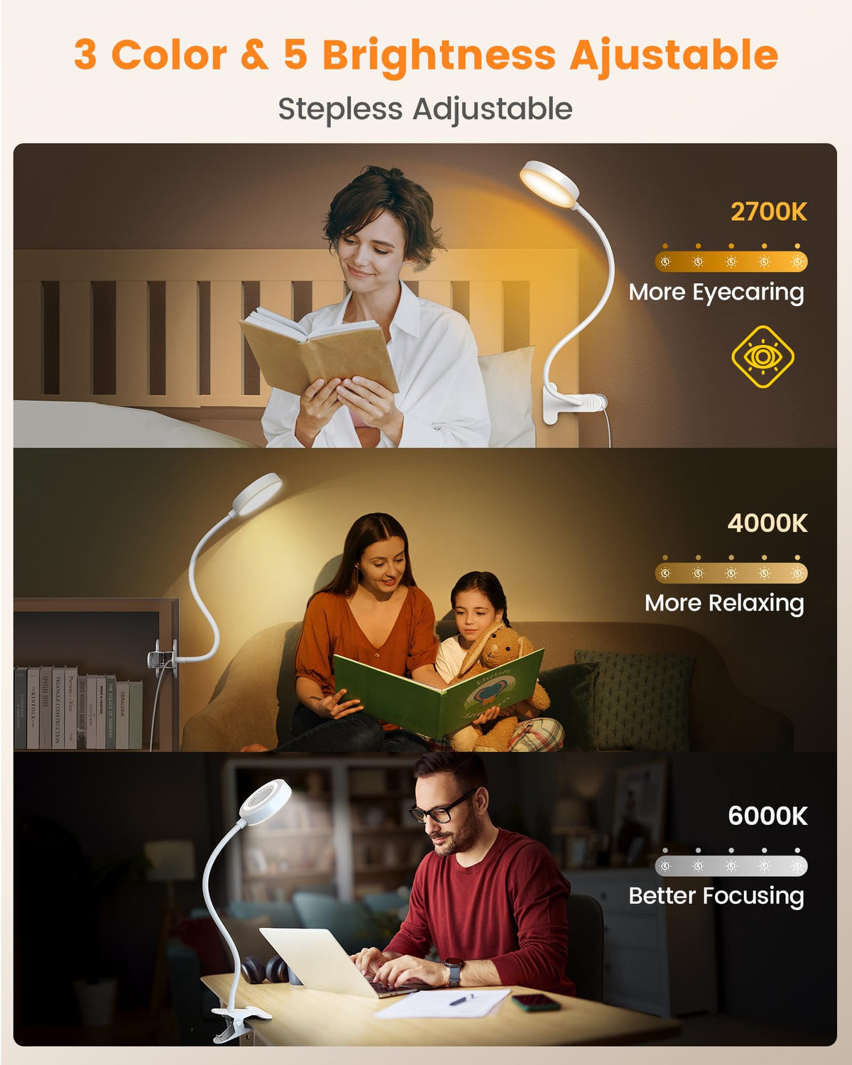 Flexible 360-degree gooseneck positions light precisely for any setup.