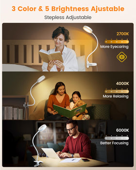Flexible 360-degree gooseneck positions light precisely for any setup.