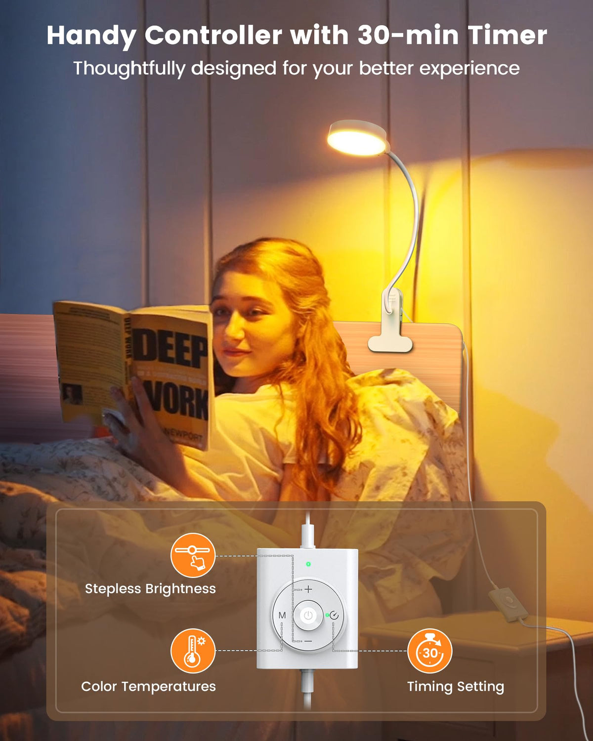 Glocusent flexible gooseneck allows precise light positioning and stable angle.