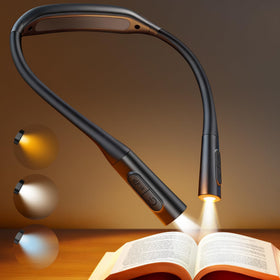 Glocusent neck book light with dual side LEDs delivers even illumination for comfortable reading.