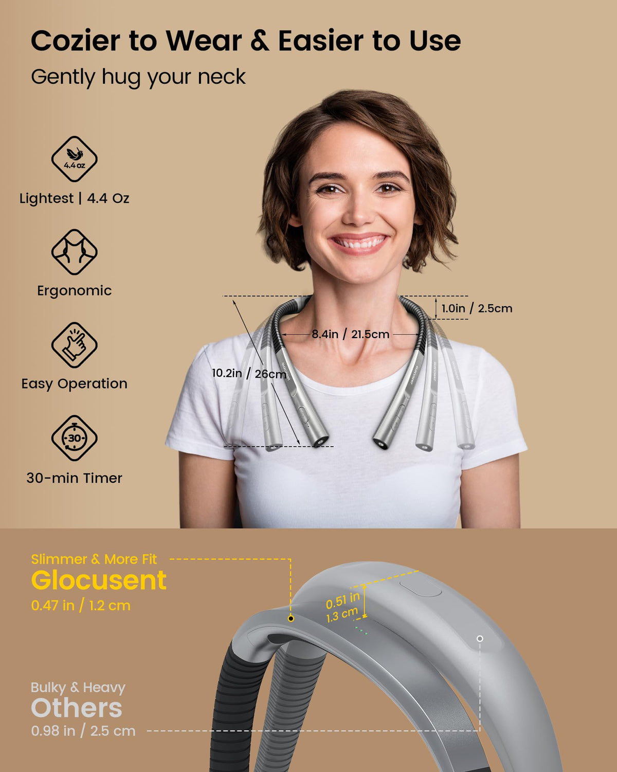 Glocusent upgraded neck reading light amber 1800K mode for reduced blue-light exposure