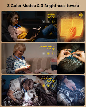 Glocusent amber 1800K mode reduces blue light for night reading