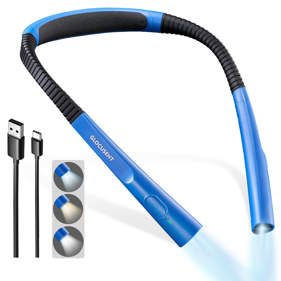 Glocusent Upgraded LED Neck Reading Light shows slim neck area for ergonomic comfort