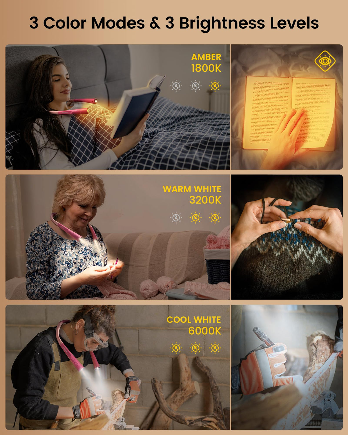 Glocusent amber mode reduces blue light exposure for night reading.