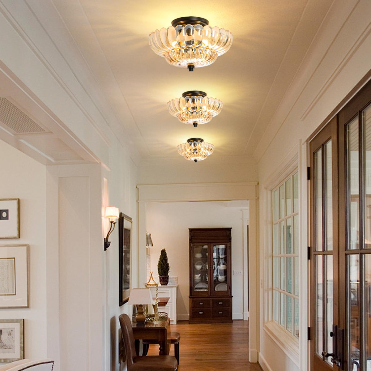 GloMuse vintage black semi-flush close ceiling light highlighting shadows
