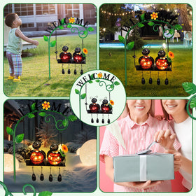 Glooglitter iron ladybug yard decor combines charm and durability