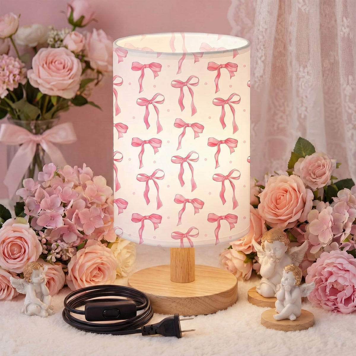 Glooglitter linen shade closeup showcases modern design and cozy glow.