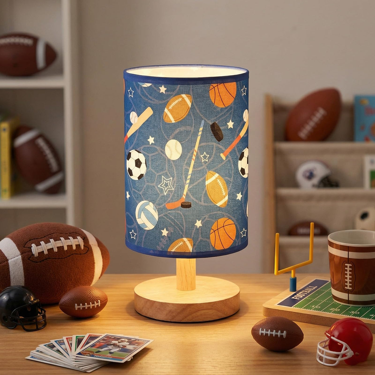 Glooglitter table lamp shows three color options for adaptable mood lighting.
