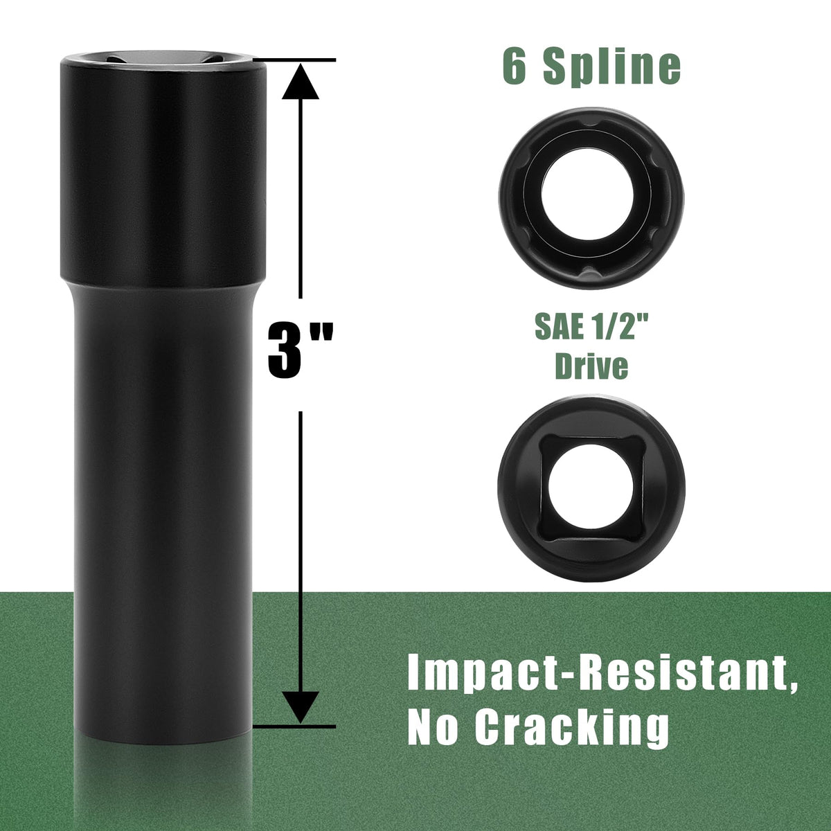 Glorider lug nut socket fits M12x1.5 bolts, enabling quick removal with impact tools.
