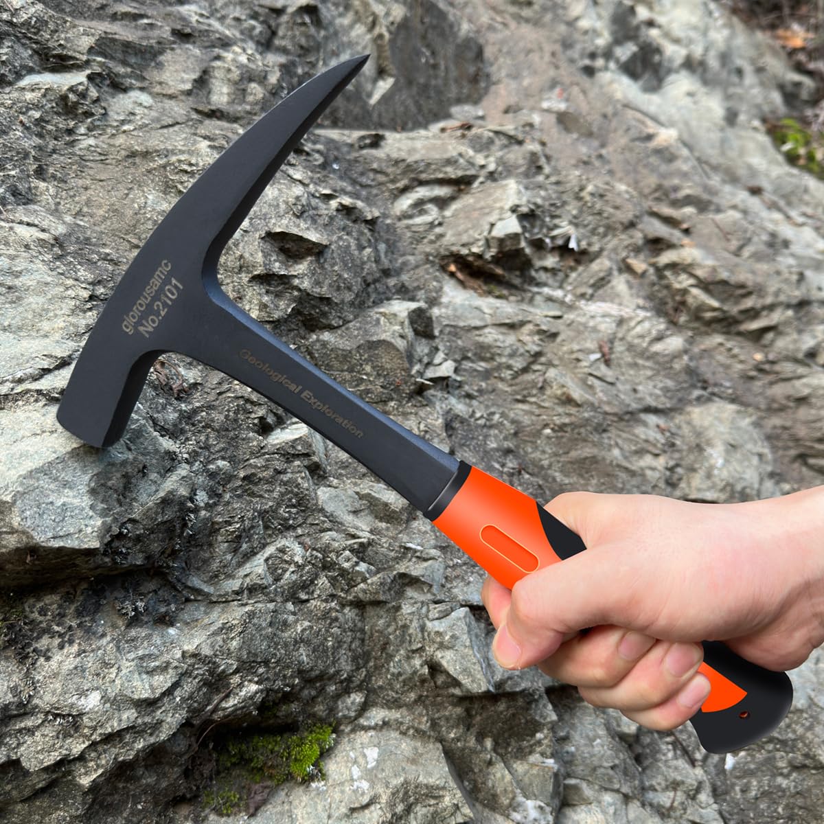 glorousamc Geological hammer with pointed tip for precise rock chipping.