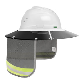 Glosaie hard hat visor with neck shade, front view, offering sun protection for outdoor work
