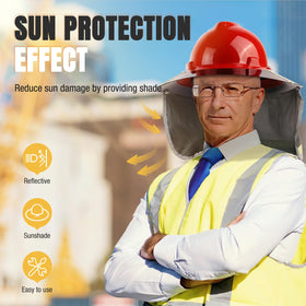 Glosaie hard hat visor with neck shade, side view showing neck shade integration