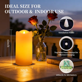 Glosola solar candle outdoor flicker: realistic LED flame for cozy porches.