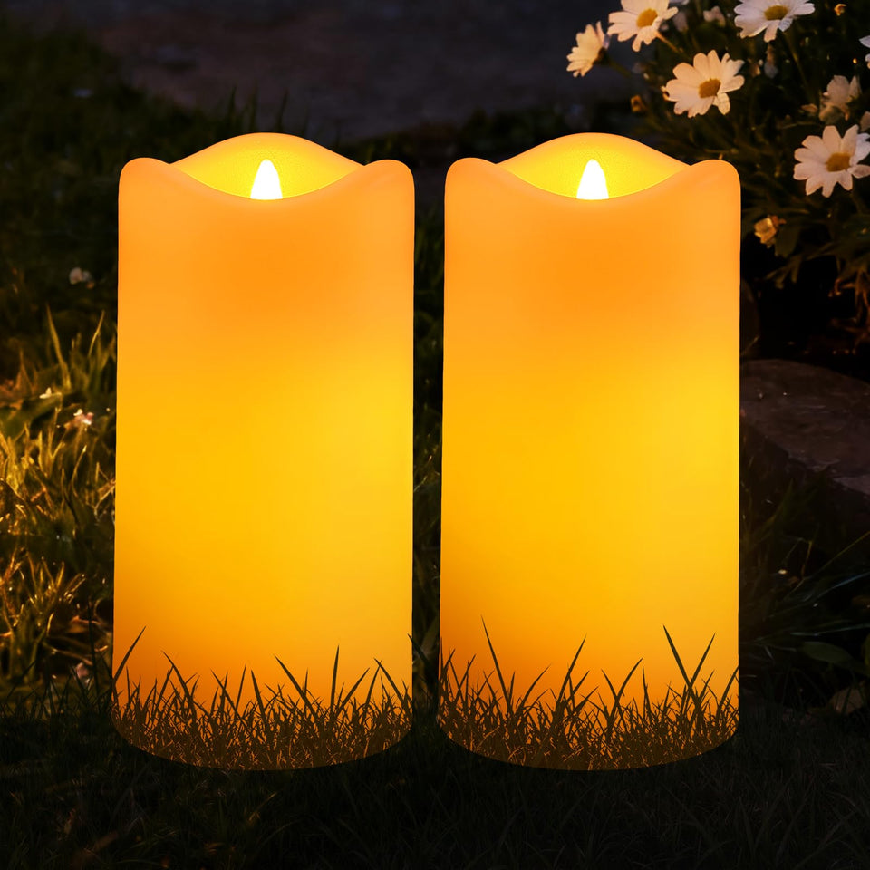 Glosola solar candles 2-pack lantern: warm glow for outdoor lanterns, safe ambience.