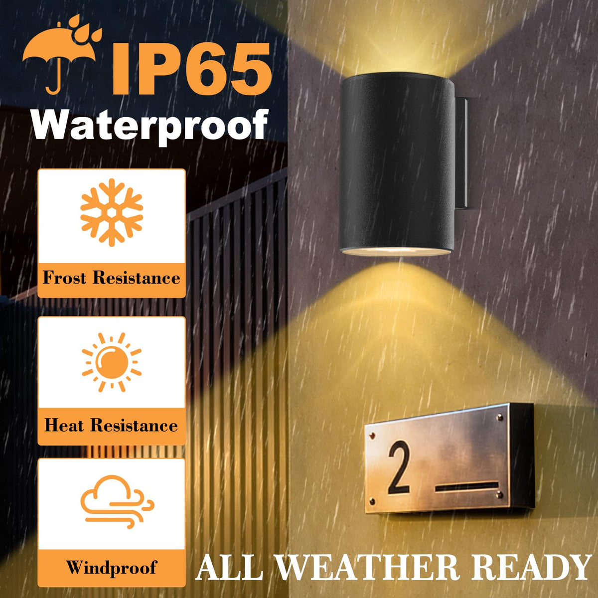 Glosola solar wall lights IP65 weatherproof for rain and snow