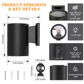 Glosola solar wall lights up-down glow lighting walls evenly
